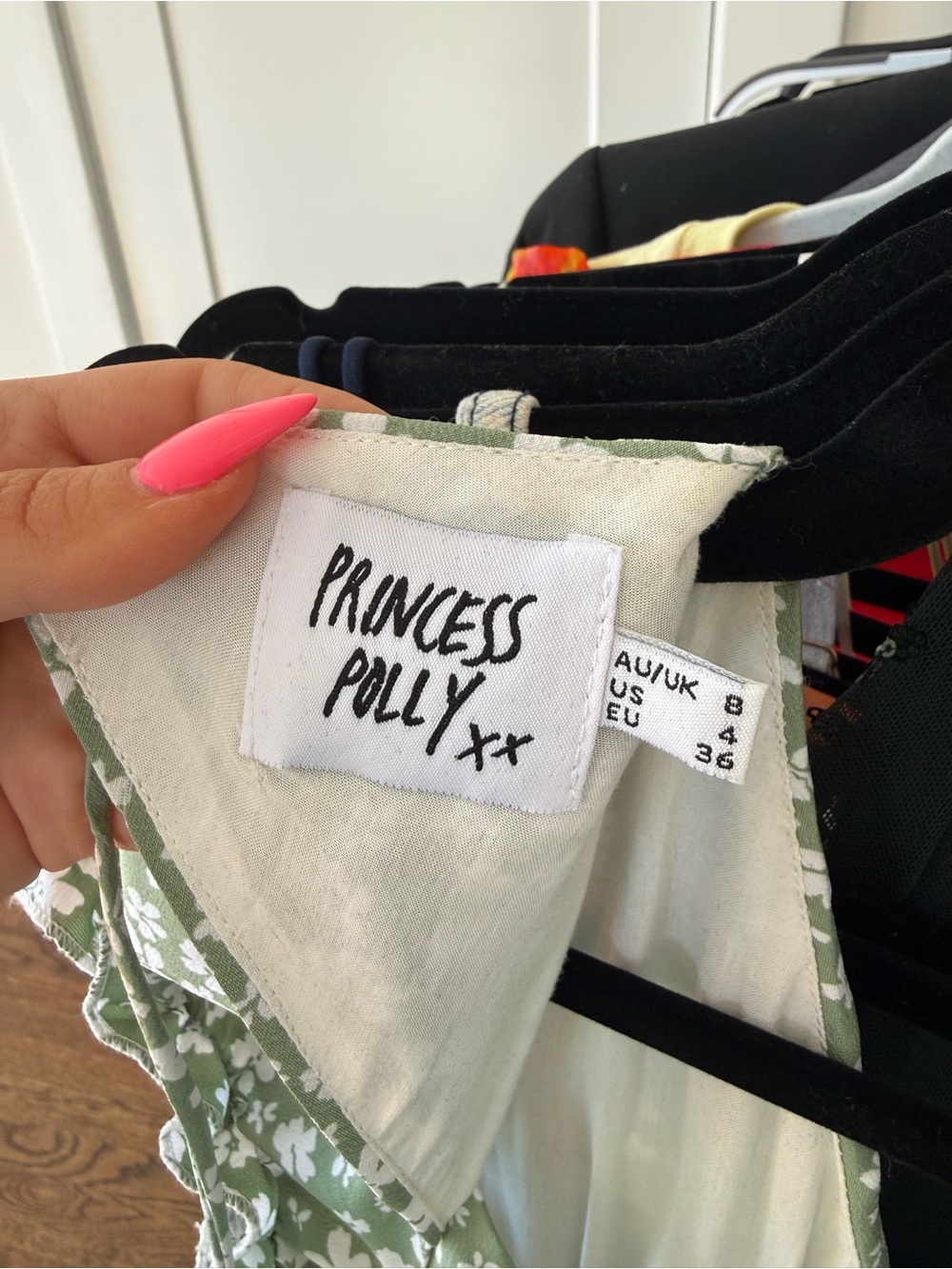 Princess Polly Green Floral Mini Dress with Puff Sleeves - Picture 4 of 4